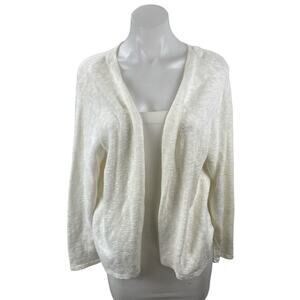 Avalin Womens White Long Sleeve Relaxed Shrug Open Front Cardigan Sweater Top OS